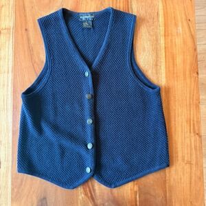 Requirements Women's Navy‎ Blue Ramie Button Up Sweater Vest Size L